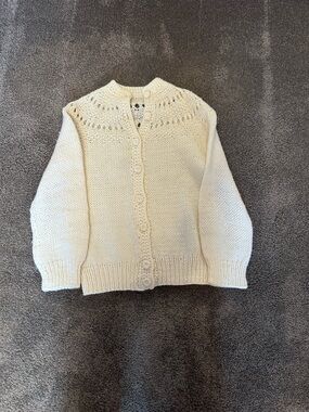 Vintage Wool Cream Knit Button-Front Women's Sweater